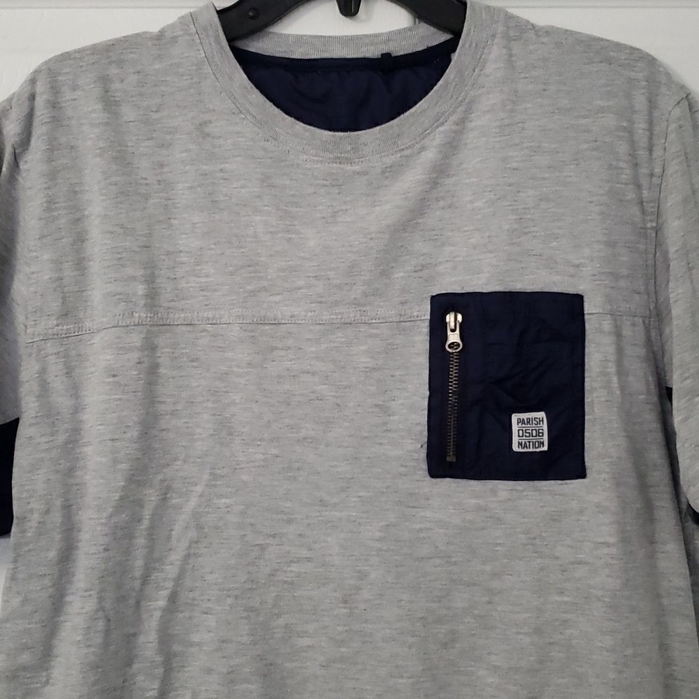 Parish Nation 0506 Grey and Blue T Shirt. Men's XL.